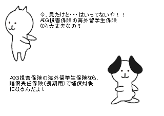 ４コマ漫画「留学先の大学の保険に加入すればＯＫ？」の２コマ目