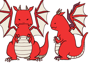 ４コマ漫画「ドラゴンの色（１）」の２コマ目
