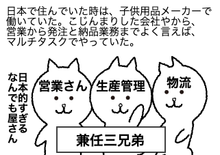 ４コマ漫画「さくらが日本にいた時何してた               その１」の１コマ目