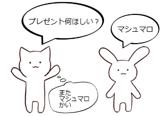 ４コマ漫画「誕生日プレゼント２」の２コマ目