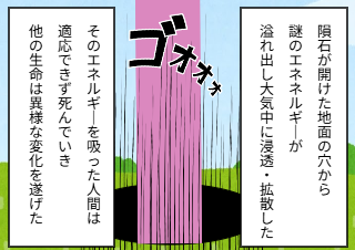 ４コマ漫画「成り立ち」の２コマ目