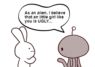 ４コマ漫画「Operation New Alien Friend」の１コマ目