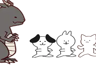 ４コマ漫画「走る犬」の３コマ目